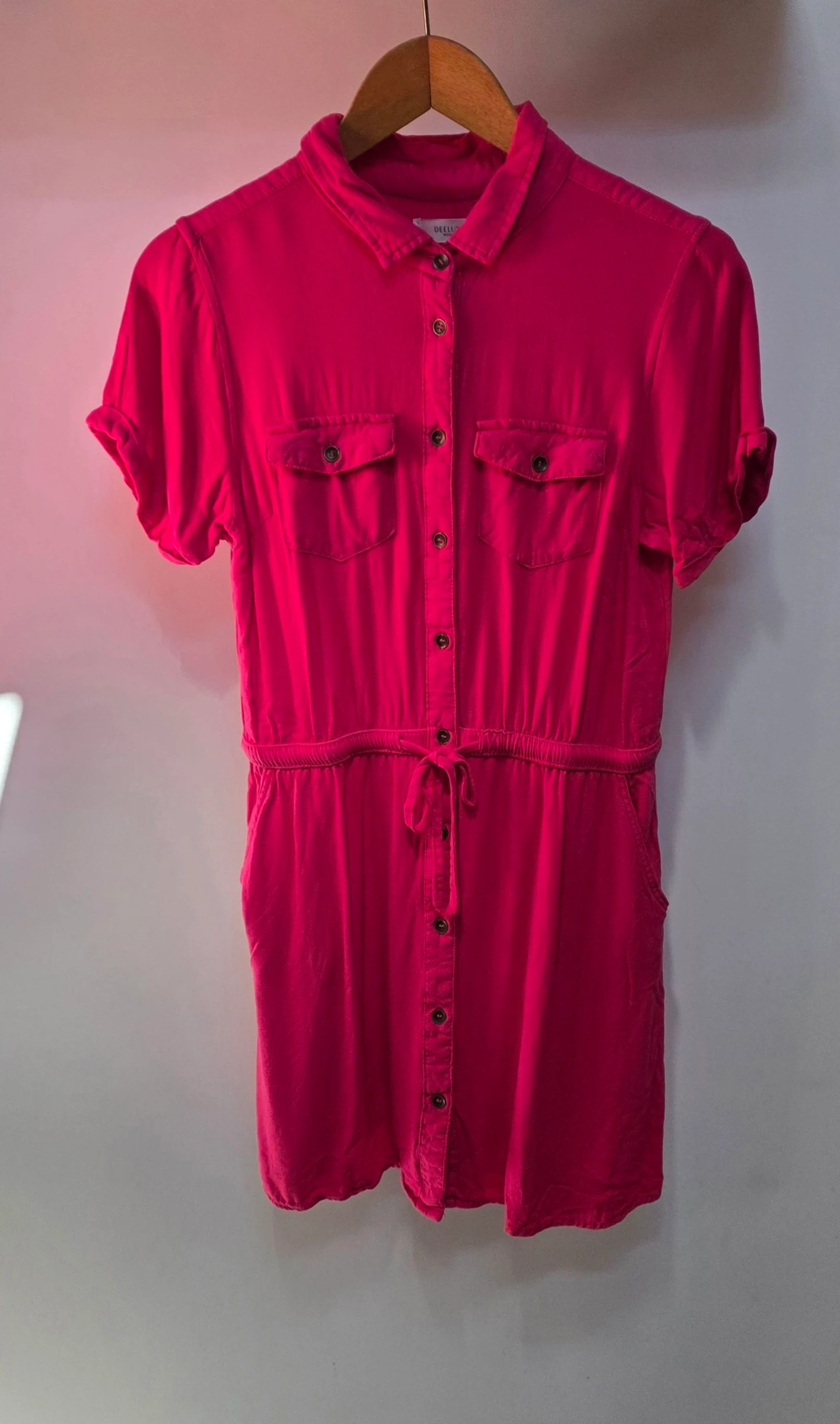 Robe chemise magenta M 38 Deeluxe robe courte rose fushia fluide
